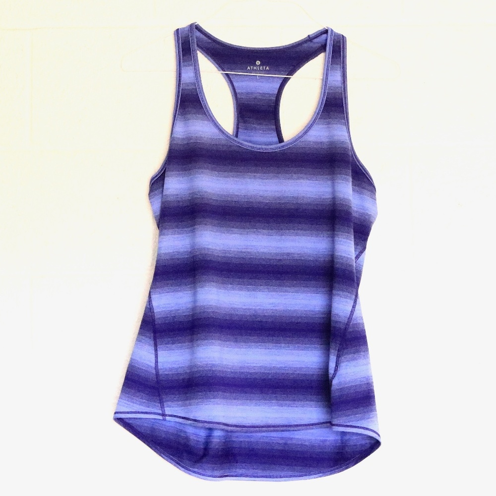 Athleta Chi Ombre Blue Striped Athletic Tank